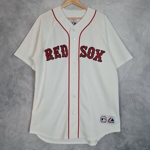 Vintage Boston Red Sox Jersey Mens Large White MLB Baseball Majestic 2000s